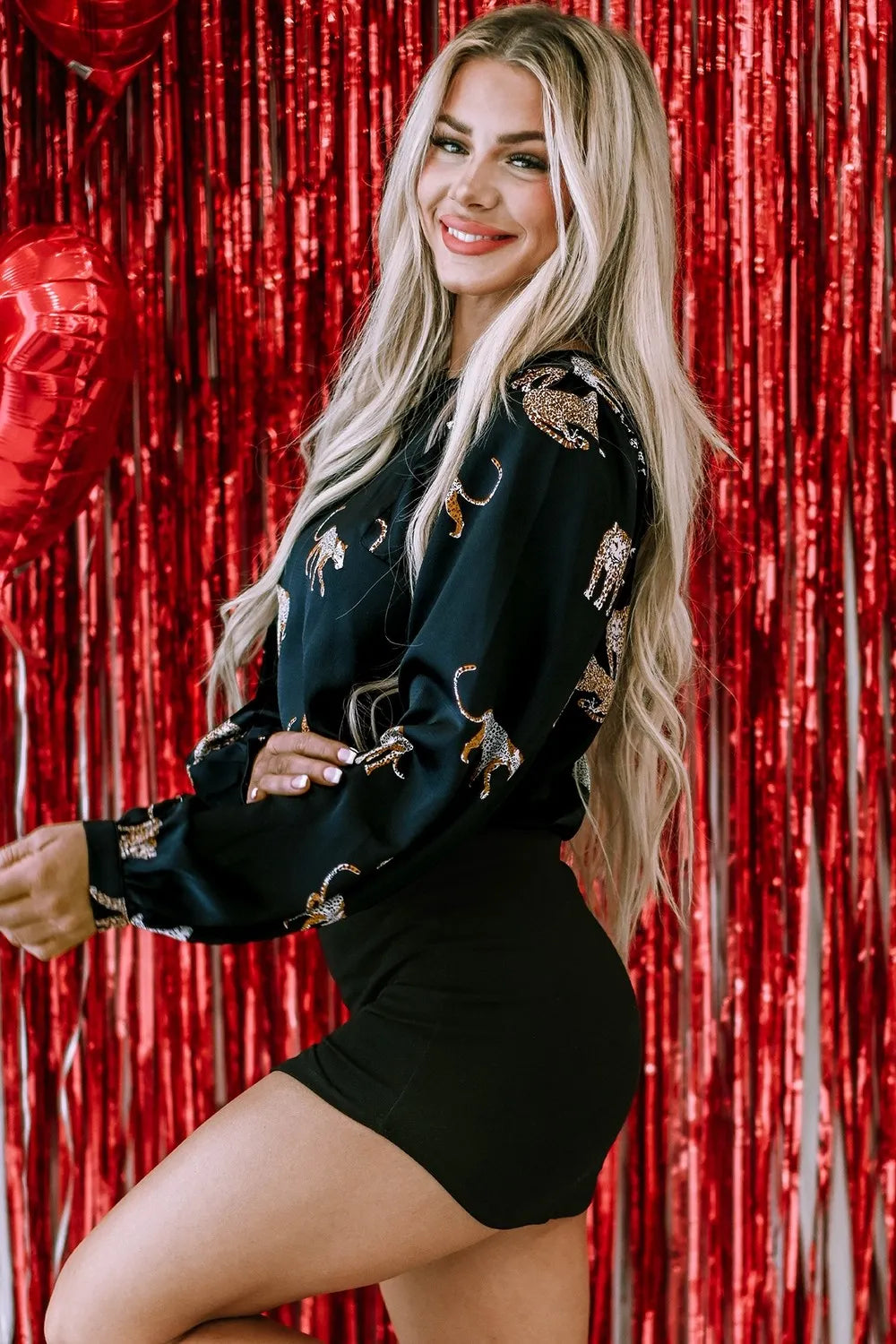 Animal Pattern Round Neck Long Sleeve Blouse – Trendsi | ClozArt