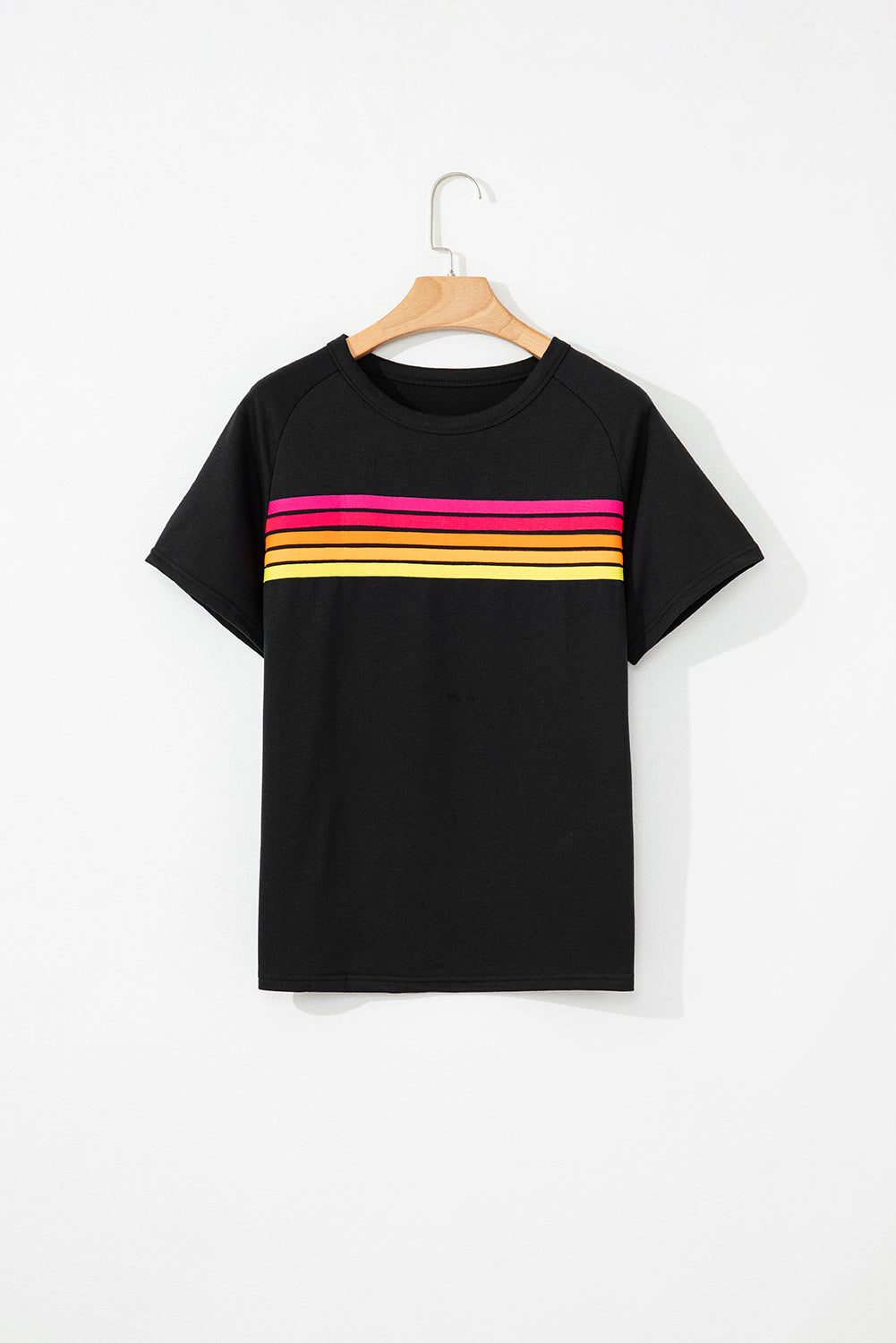 Beau Blue Colorful Striped Casual Tee – Shewin | ClozArt