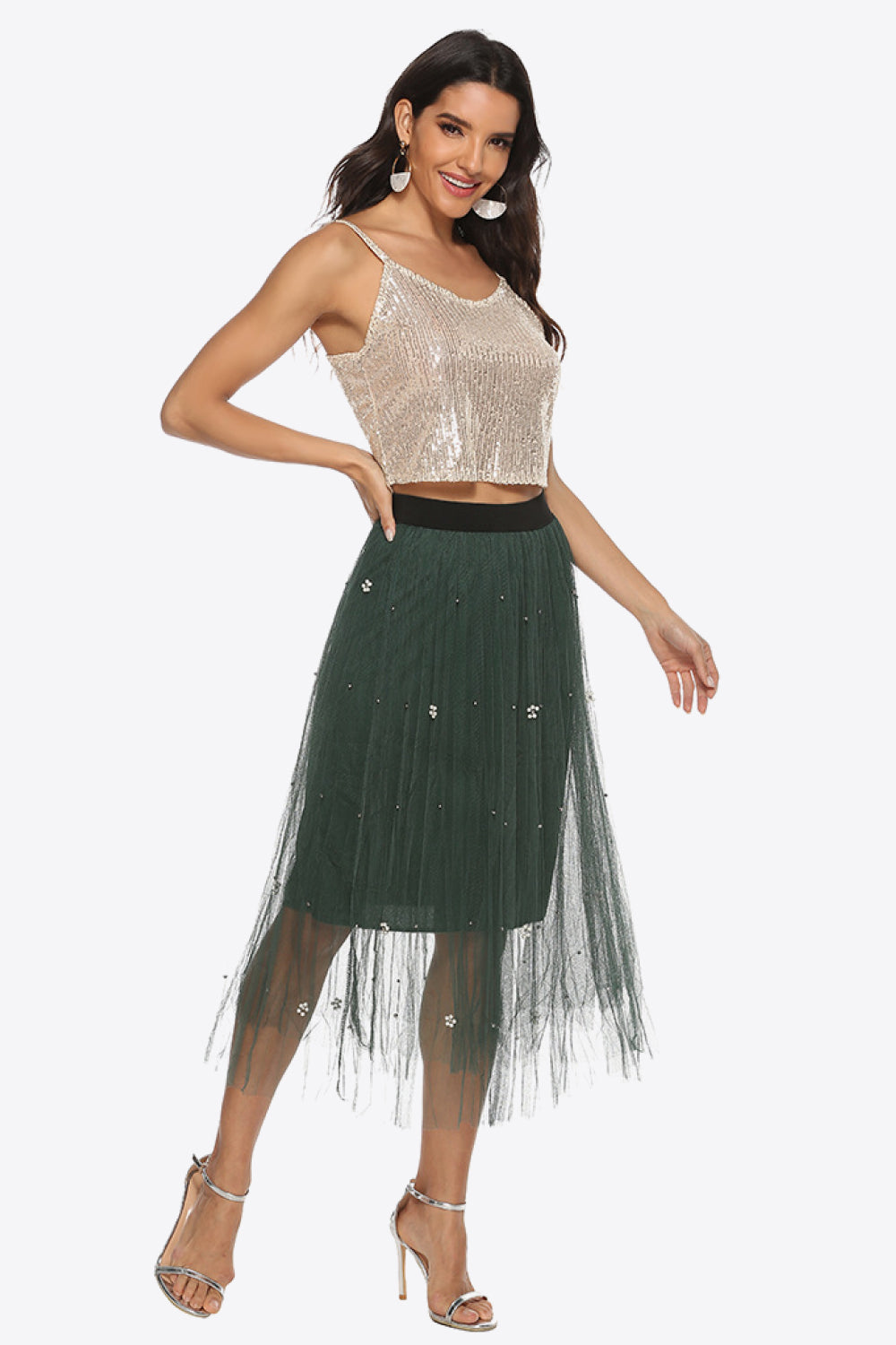 Sequin Cropped Cami – Trendsi | ClozArt