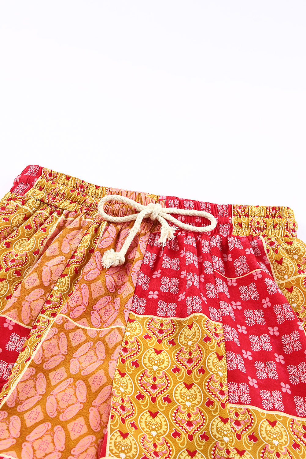 Bohemian Patchwork Drawstring Wide Leg Pants – Trendsi | ClozArt