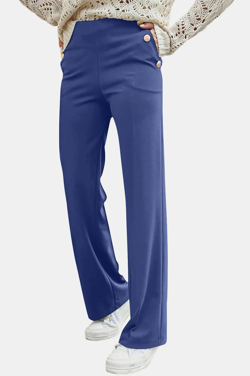 Decorative Button High Rise Pants – Trendsi | ClozArt