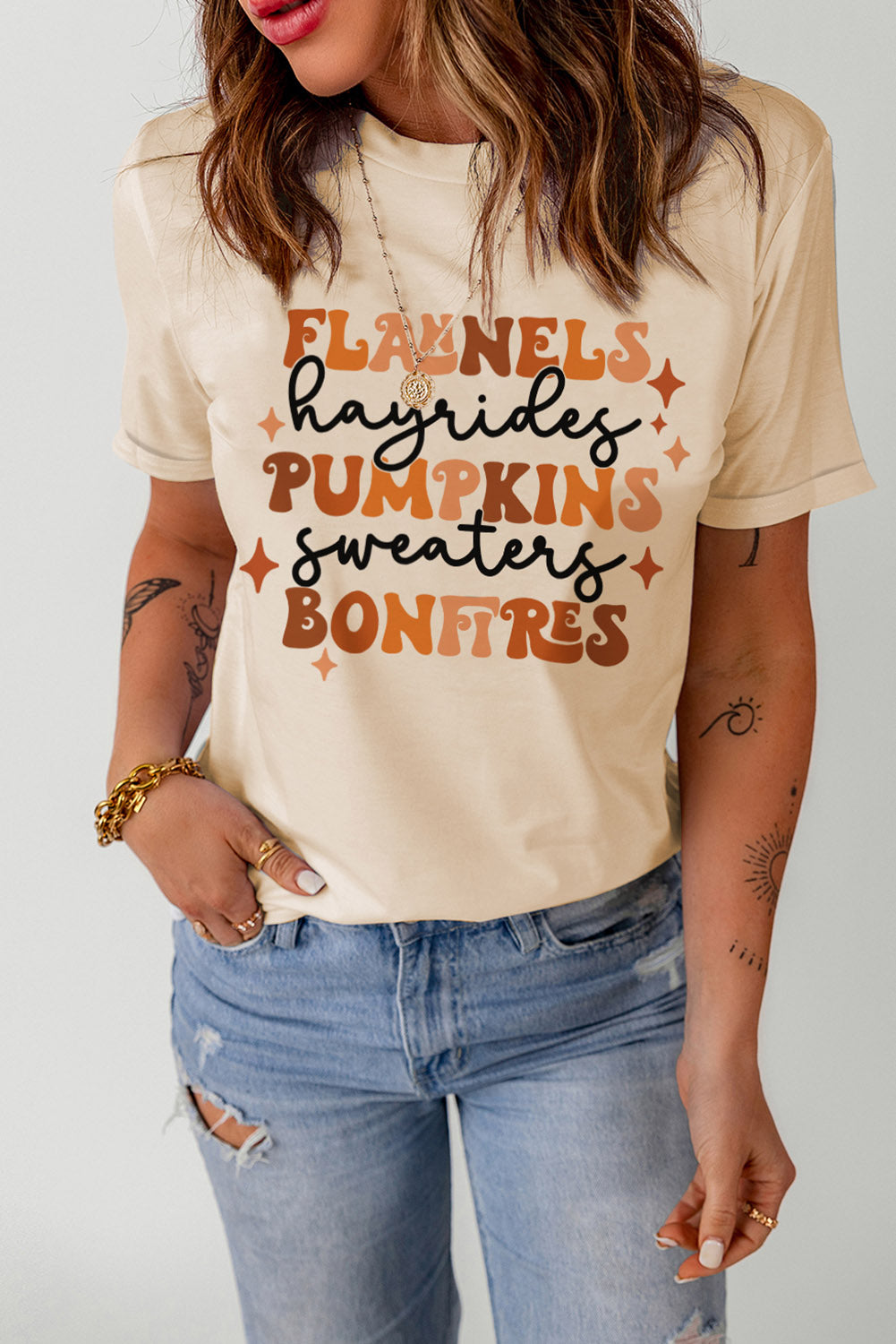 Letter Graphic Round Neck T-Shirt – Trendsi | ClozArt