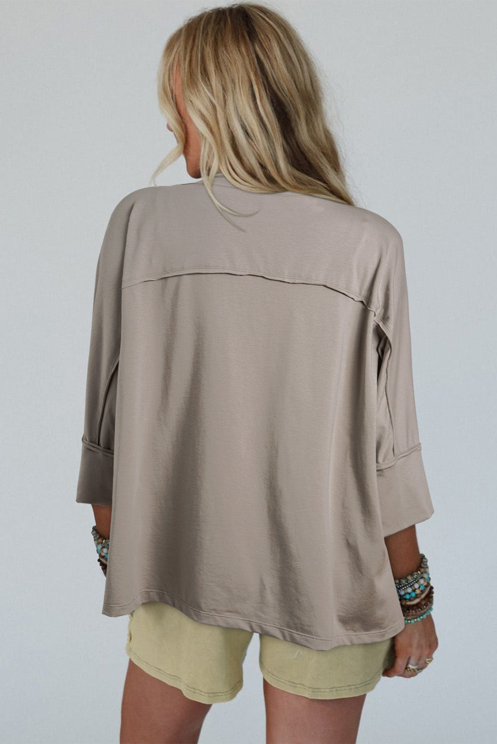 Medium Grey Floral Star Patched Exposed Seam Top – Shewin | ClozArt