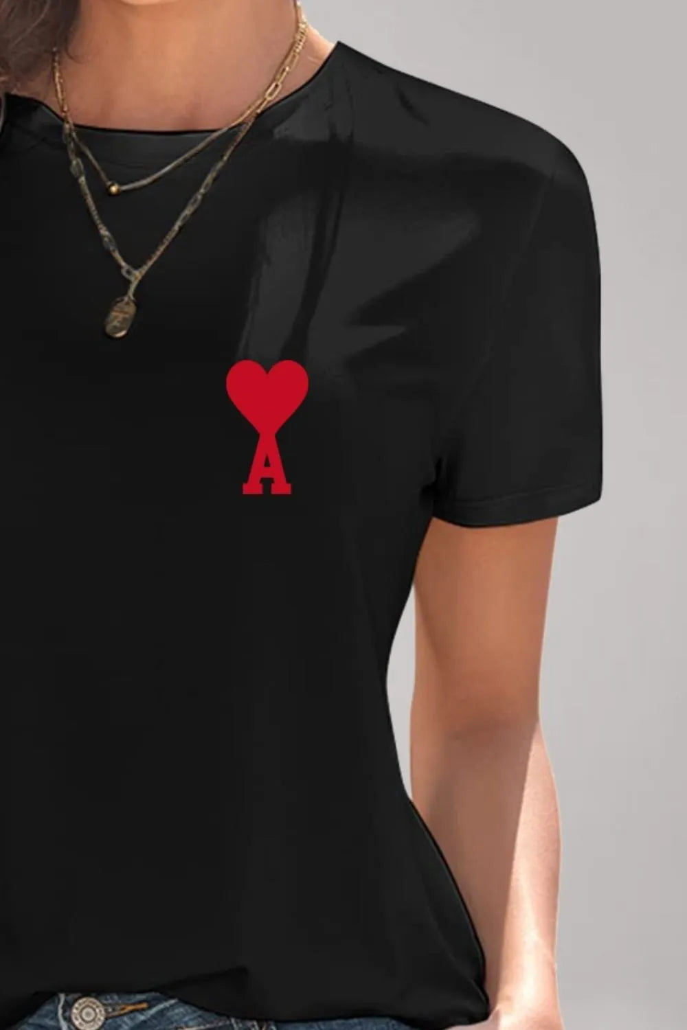 Heart Round Neck Short Sleeve T-Shirt – Trendsi | ClozArt