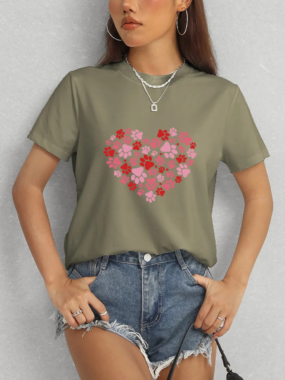 Heart Round Neck Short Sleeve T-Shirt – Trendsi | ClozArt