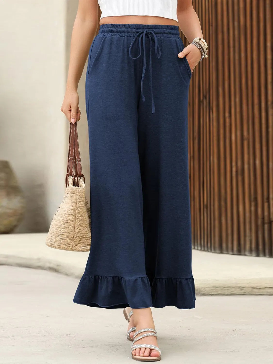 Ruffled Hem Wide Leg Pants – Trendsi | ClozArt