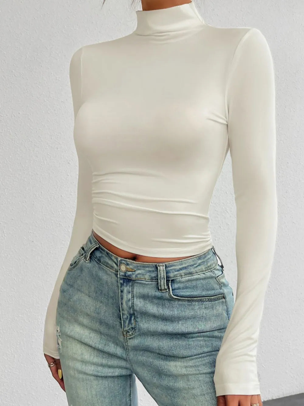 Devine Mock Neck Long Sleeve T-Shirt – Trendsi | ClozArt