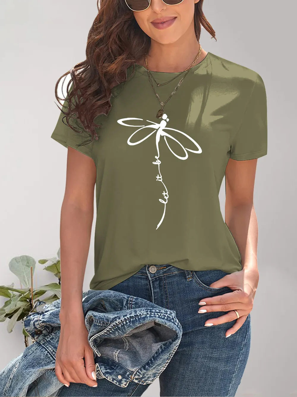 Dragonfly Graphic Round Neck Short Sleeve T-Shirt – Trendsi | ClozArt