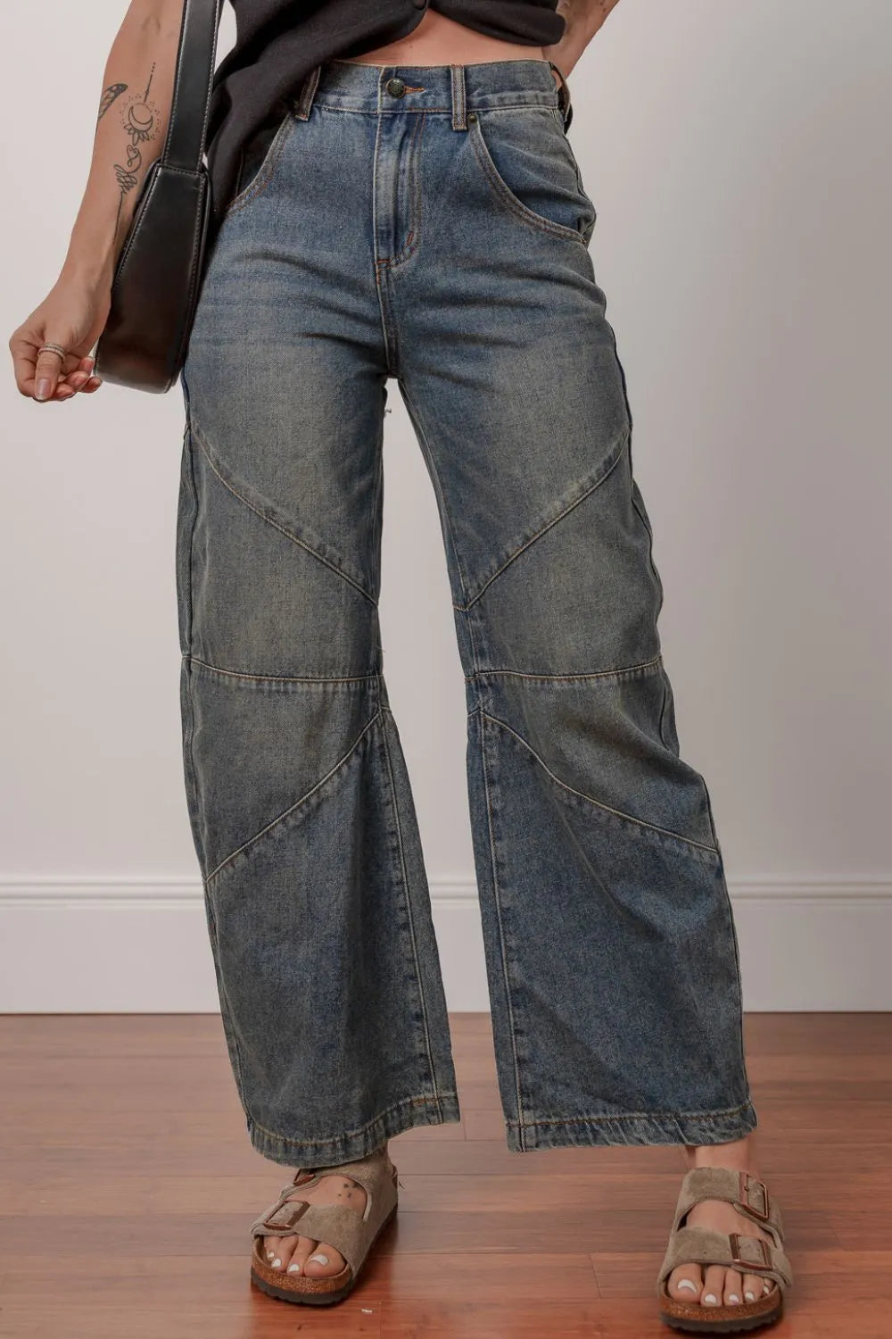 Exposed Stitching Loose Straight High Waist Jeans – Trendsi | ClozArt