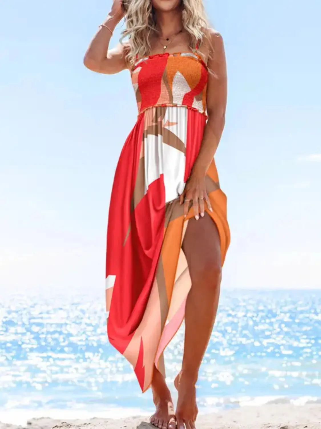 Printed Smocked Maxi Cami Dress – Trendsi | ClozArt