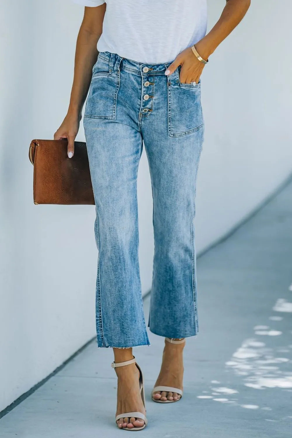 Washed Bootcut Jeans with Pockets – Trendsi | ClozArt