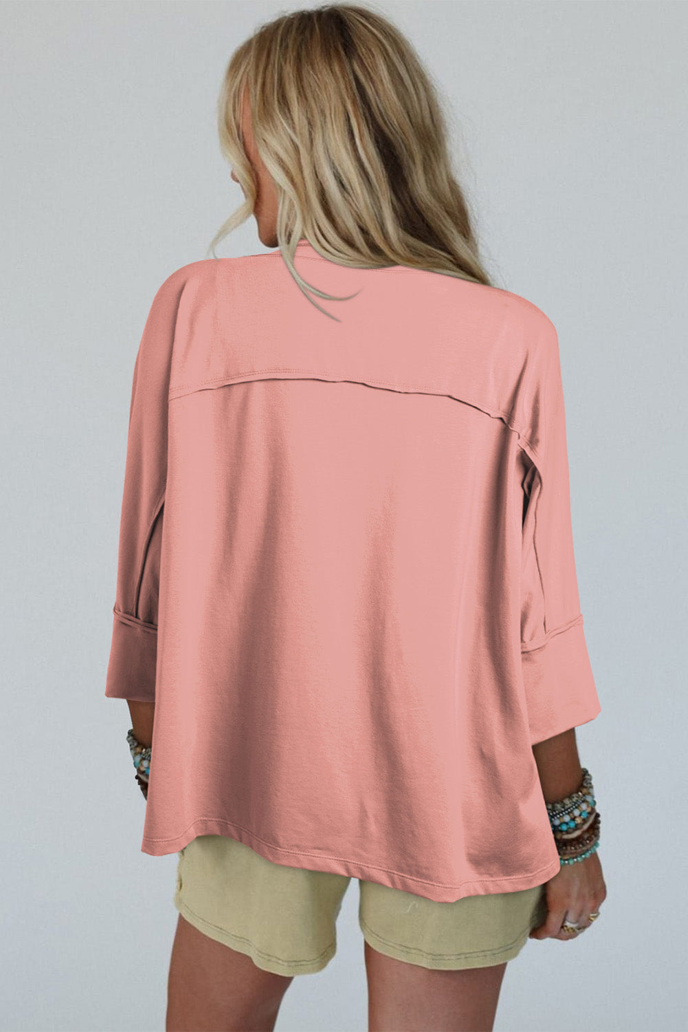 Medium Grey Floral Star Patched Exposed Seam Top – Shewin | ClozArt