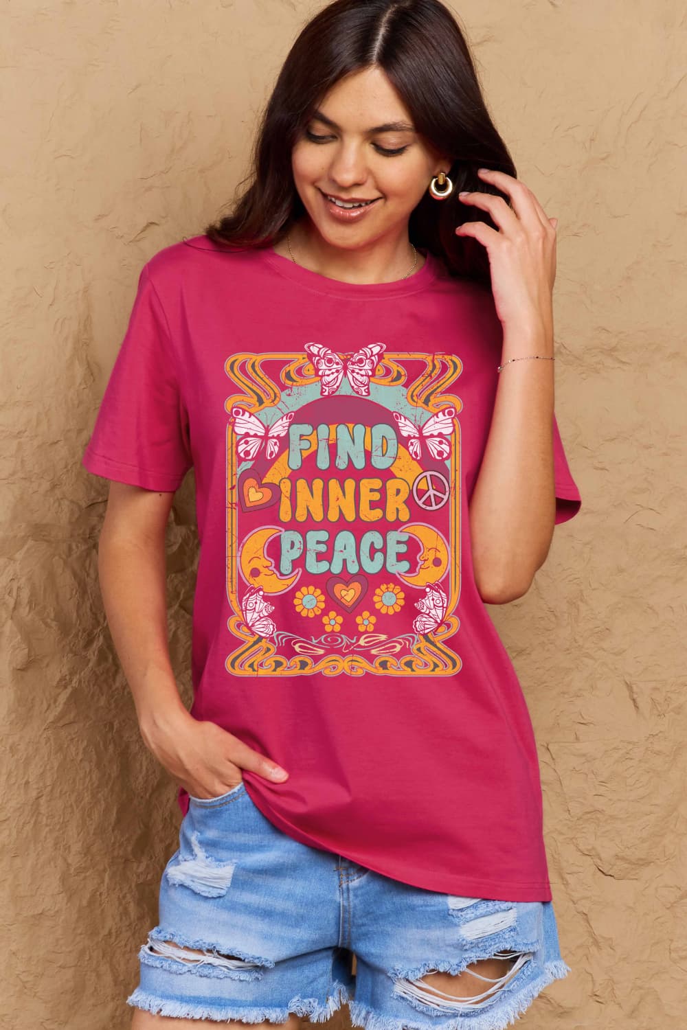 Simply Love Full Size FIND INNER PEACE Graphic Cotton T-Shirt – Trendsi | ClozArt