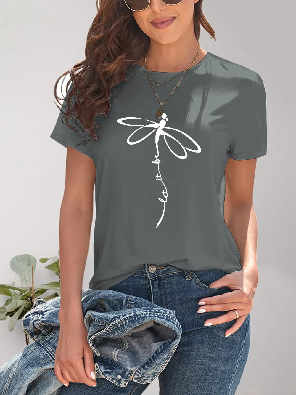 Dragonfly Graphic Round Neck Short Sleeve T-Shirt – Trendsi | ClozArt