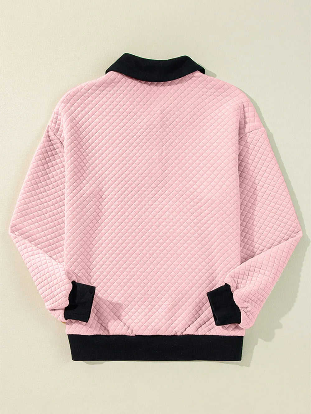 Texture Quarter Button Long Sleeve Sweatshirt – Trendsi | ClozArt