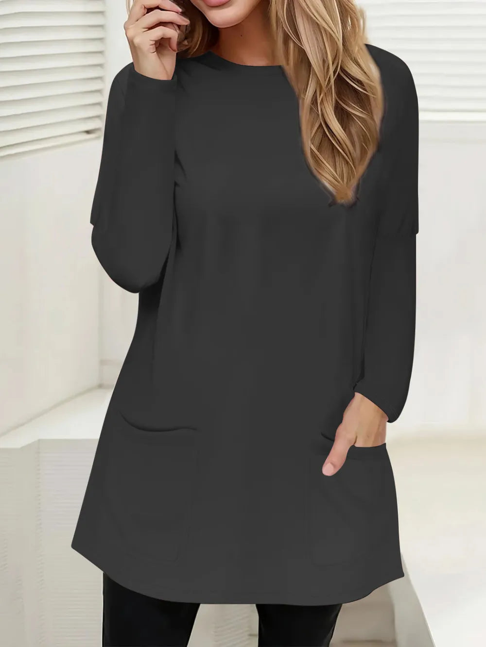 Full Size Pocketed Round Neck Long Sleeve T-Shirt – Trendsi | ClozArt