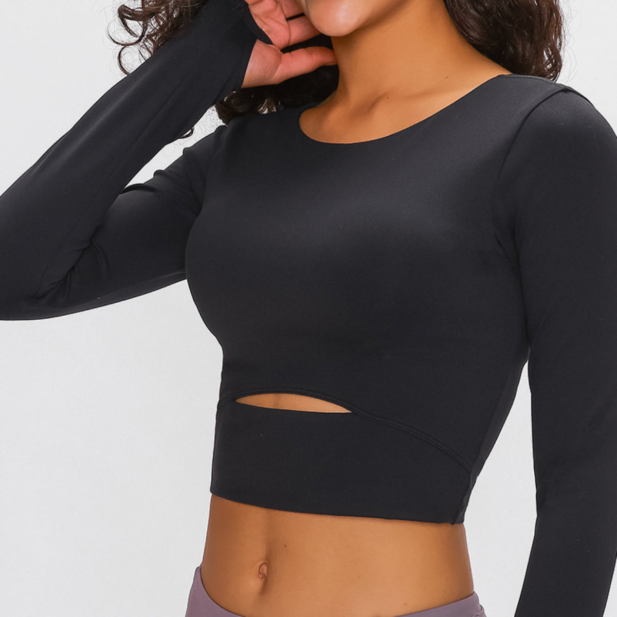 Millennia Long Sleeve Cropped Top With Sports Strap – Trendsi | ClozArt