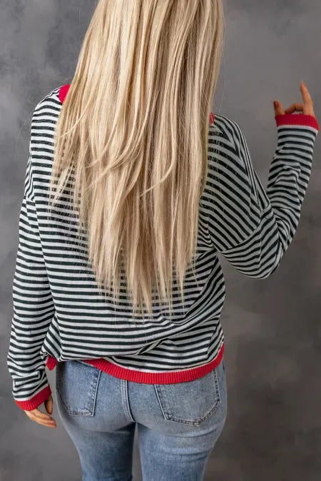Striped Round Neck Drop Shoulder T-Shirt – Trendsi | ClozArt
