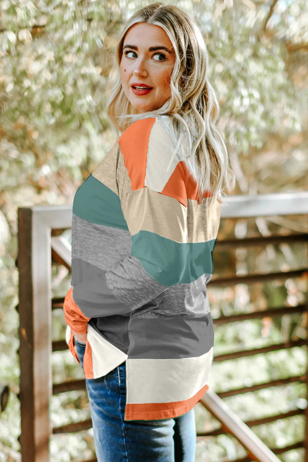 Plus Size Striped Slit Long Sleeve T-Shirt – Trendsi | ClozArt