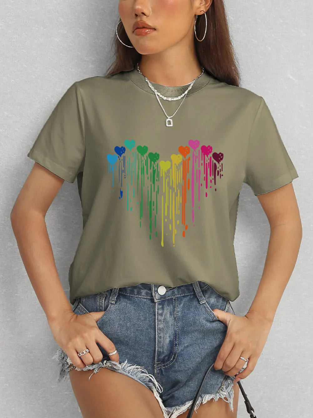 Heart Round Neck Short Sleeve T-Shirt – Trendsi | ClozArt