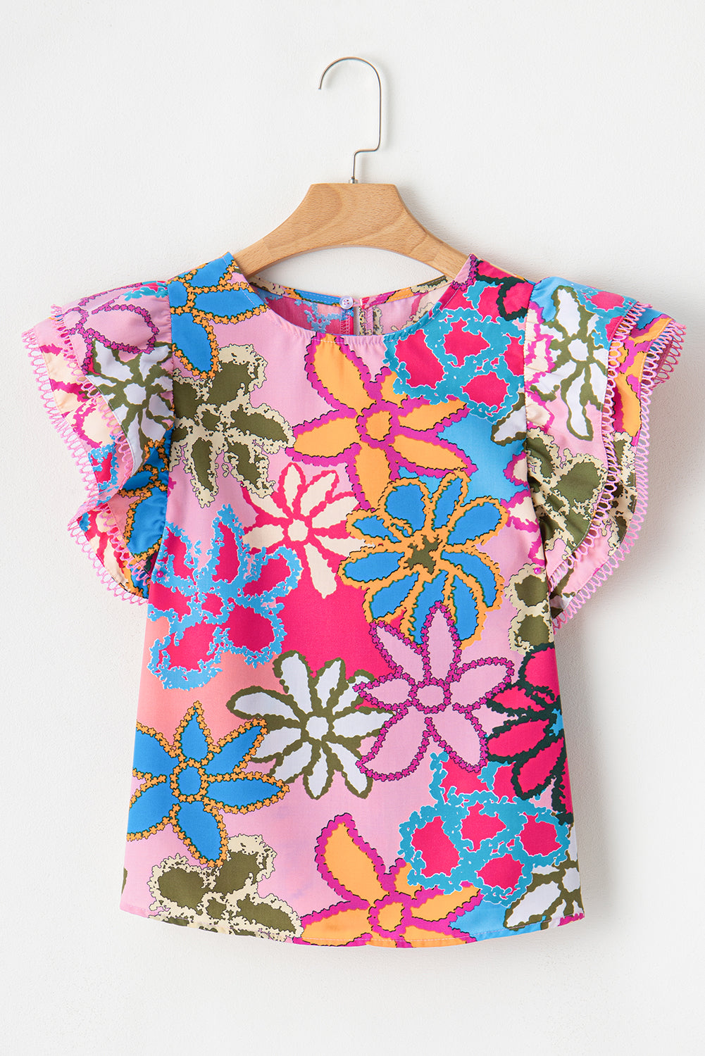Multicolor Floral Print Boho Top Tiered Ruffle Sleeve Blouse – Shewin | ClozArt