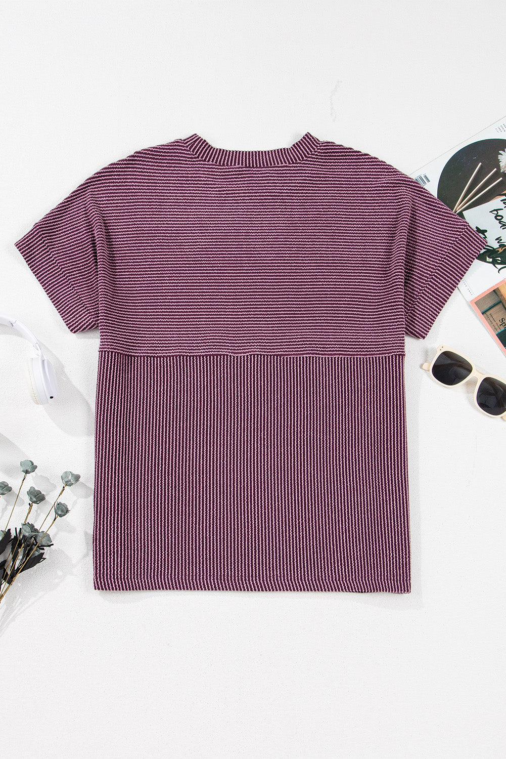 Myosotis Plain Corded Mock Neck T Shirt – Shewin | ClozArt