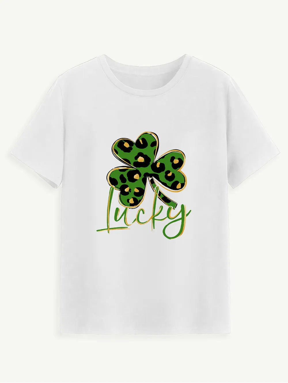 Lucky Clover Round Neck Short Sleeve T-Shirt – Trendsi | ClozArt