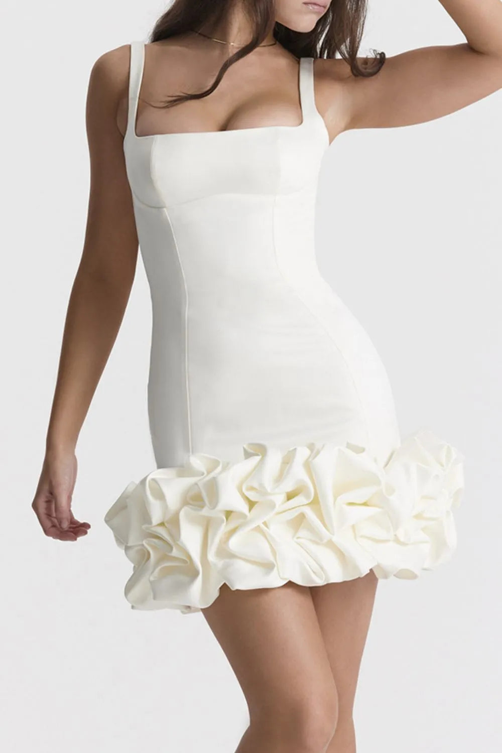 Ruched Square Neck Sleeve Mini Dress – Trendsi | ClozArt