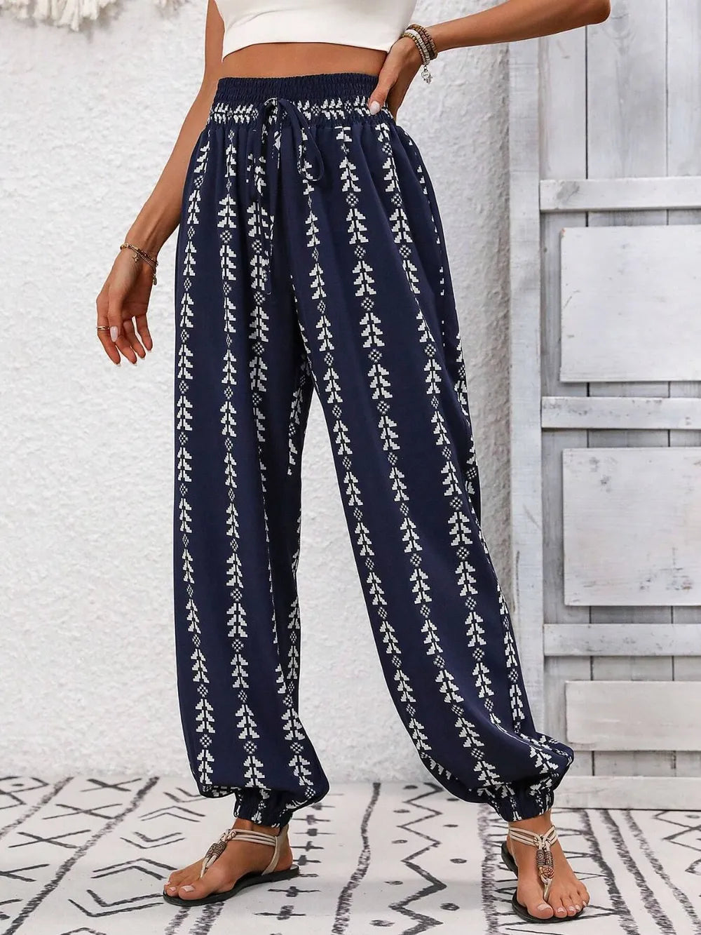 Tied Printed High Waist Pants – Trendsi | ClozArt