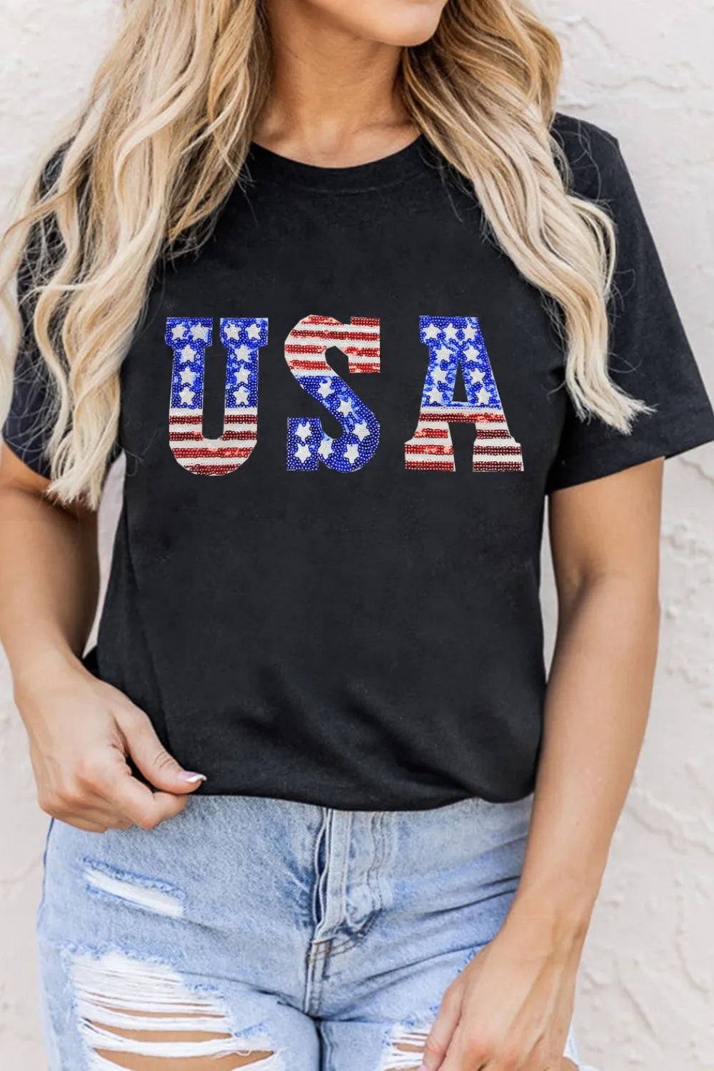 USA Round Neck Short Sleeve T-Shirt – Trendsi | ClozArt