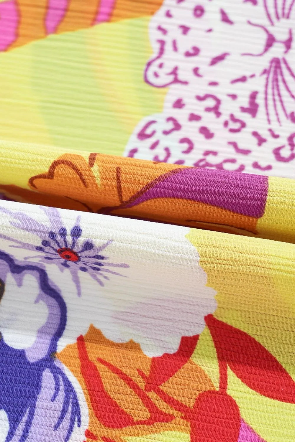 Cheetah Plant Print Shirred Button V Neck Maxi Dress – Trendsi | ClozArt