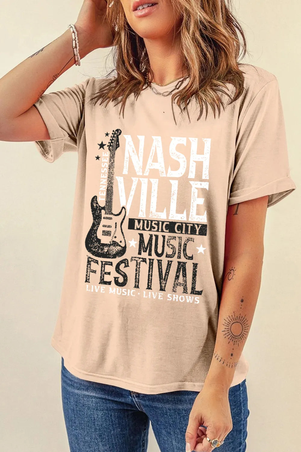 Letter Graphic Round Neck Short Sleeve T-Shirt – Trendsi | ClozArt
