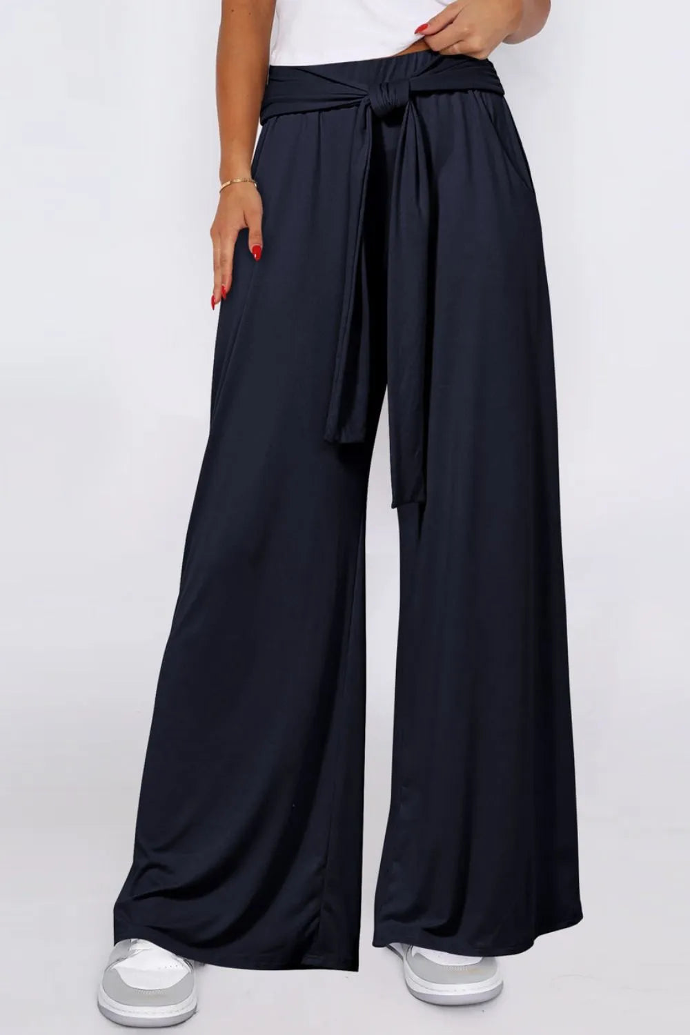 Tied Wide Leg Pants with Pockets – Trendsi | ClozArt