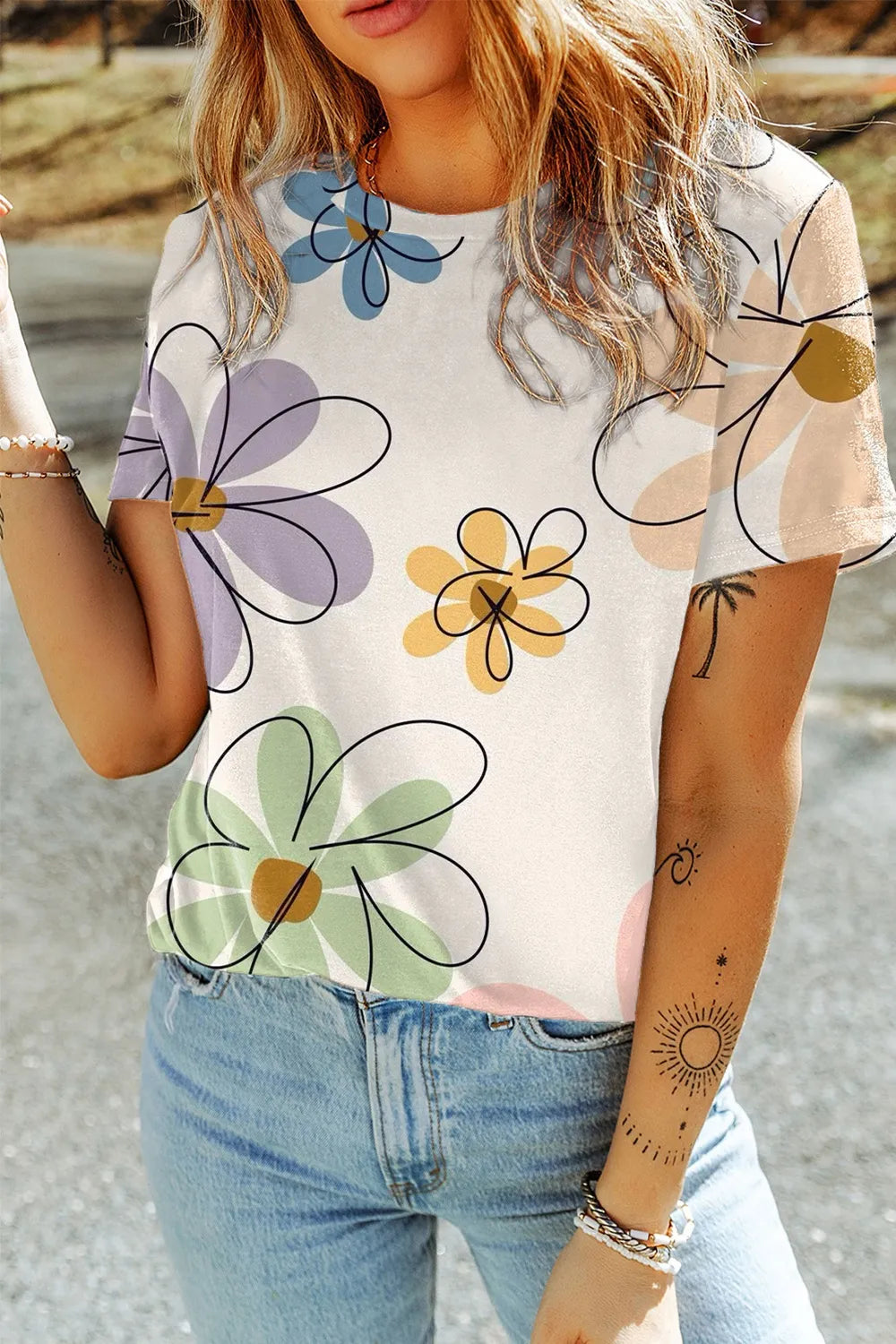 Printed Round Neck Short Sleeve T-Shirt – Trendsi | ClozArt