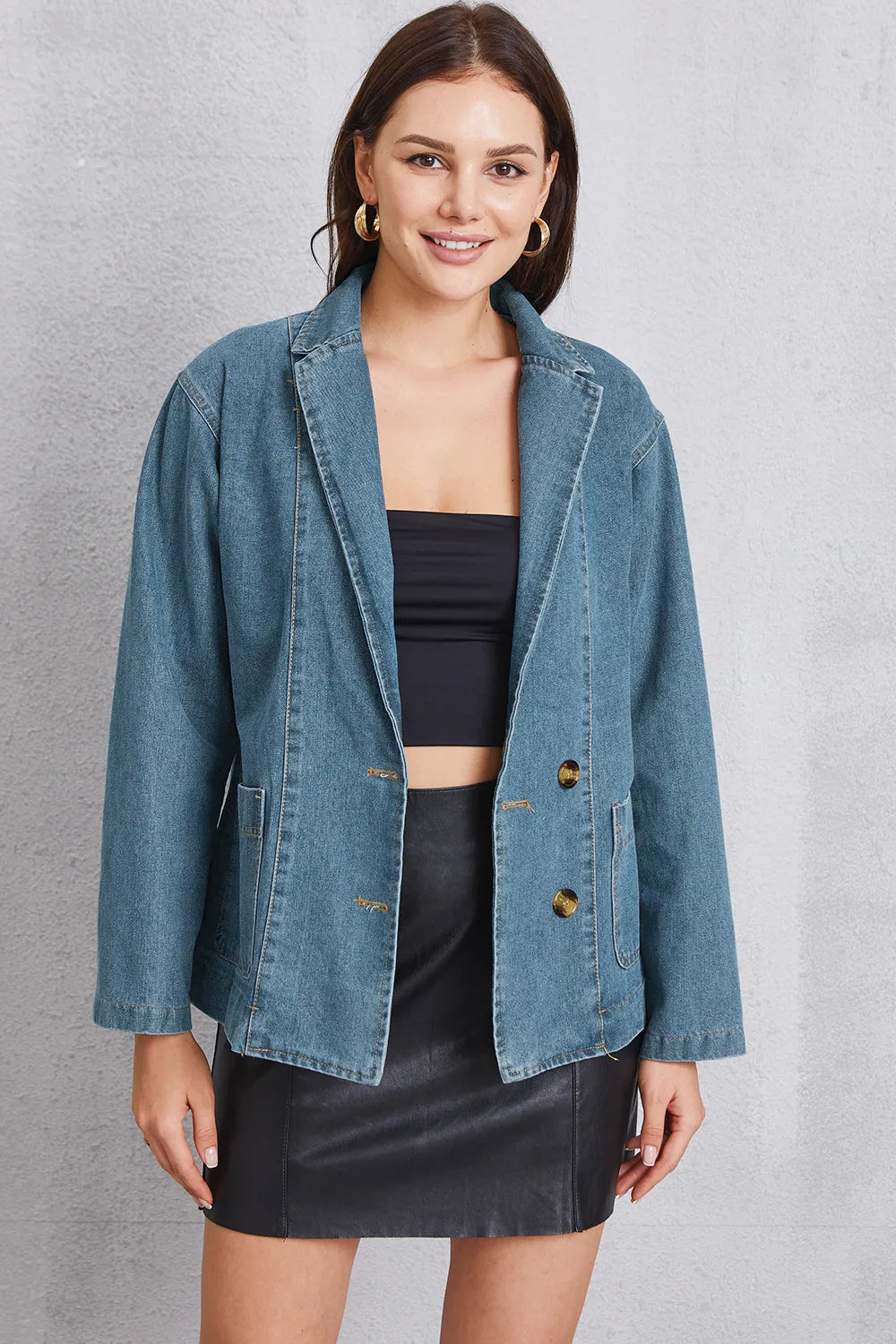 Pocketed Button Up Denim Jacket – Trendsi | ClozArt
