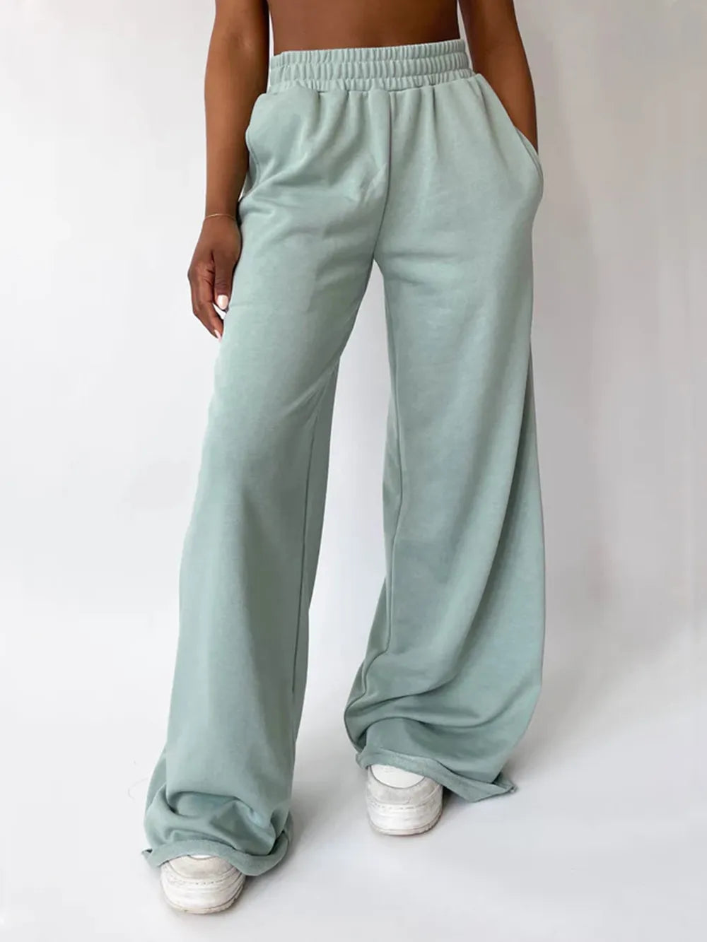 Elastic Waist Wide Leg Pants – Trendsi | ClozArt