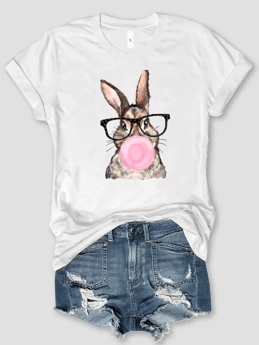 Rabbit Round Neck Short Sleeve T-Shirt – Trendsi | ClozArt