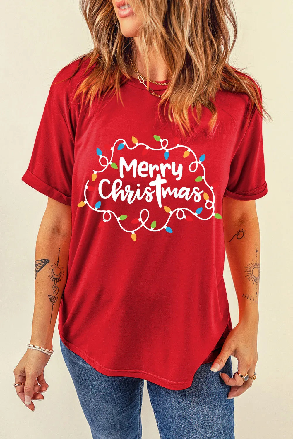 MERRY CHRISTMAS Round Neck Short Sleeve T-Shirt – Trendsi | ClozArt
