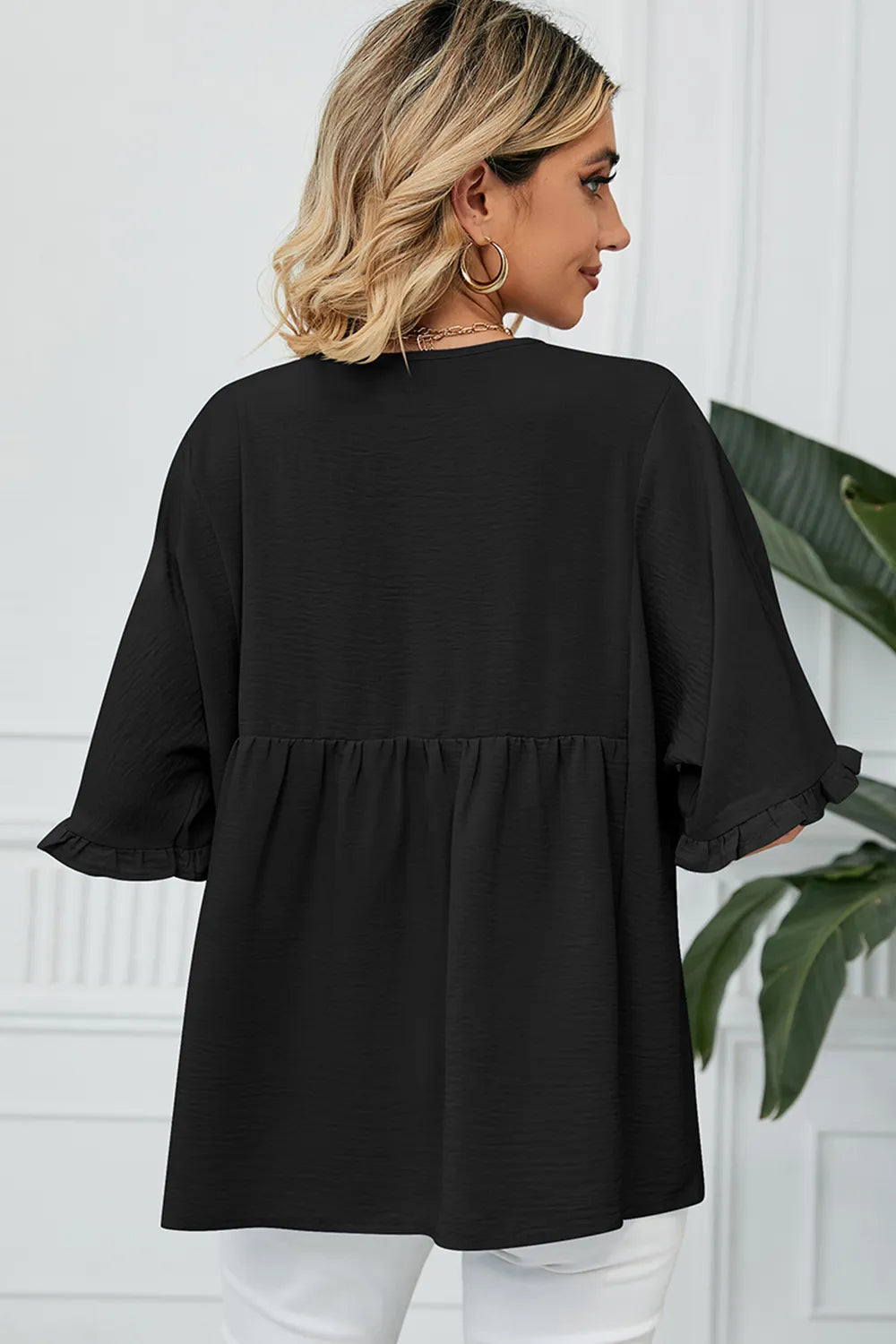 Peplum V-Neck Half Sleeve T-Shirt – Trendsi | ClozArt