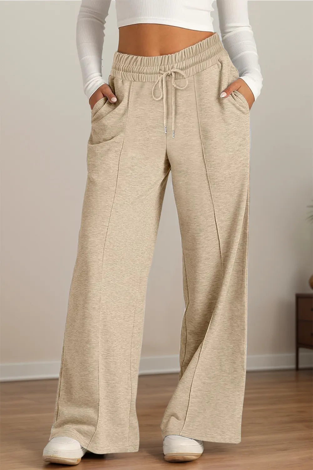 Drawstring Elastic Waist Wide Leg Pants – Trendsi | ClozArt