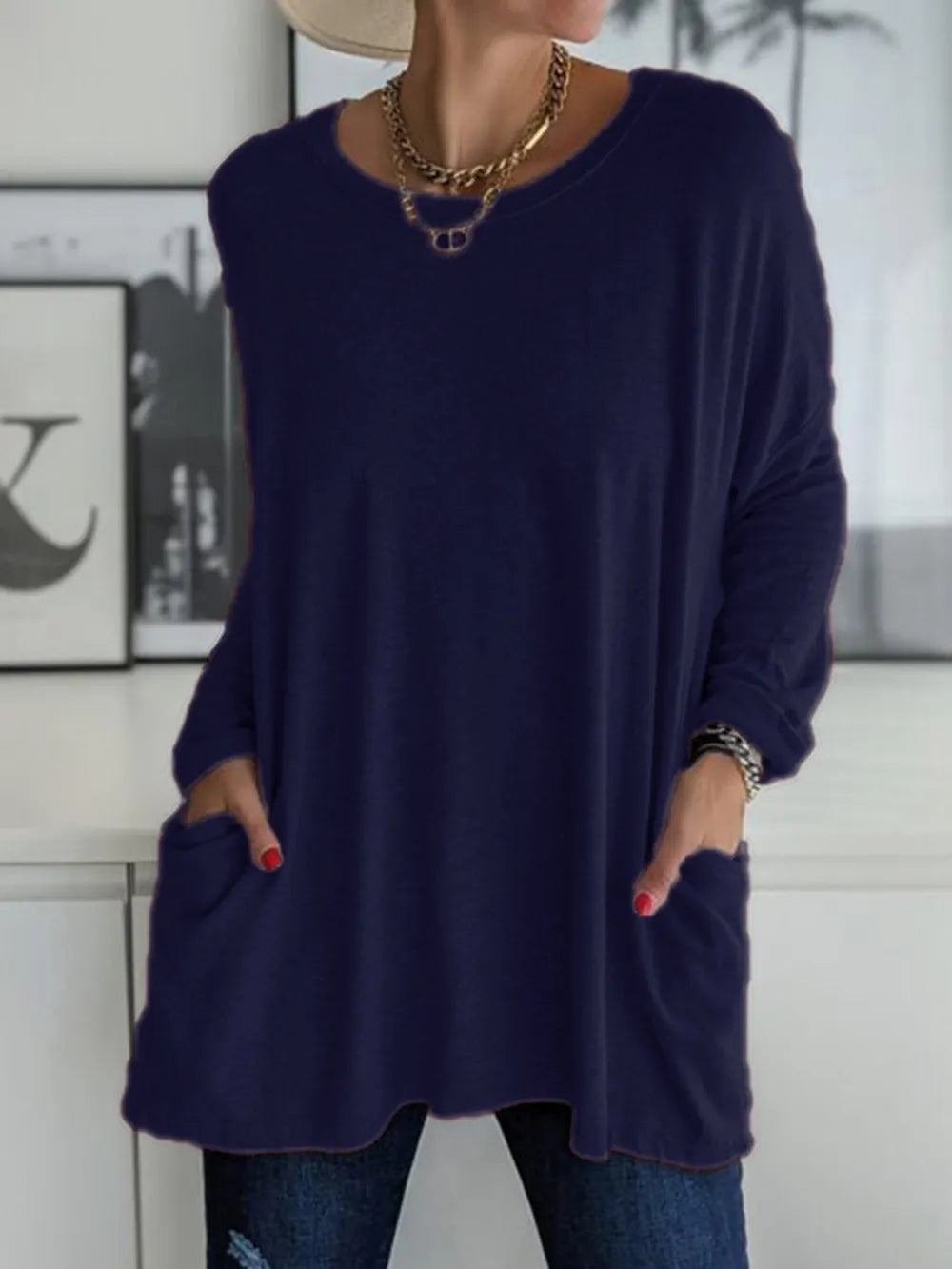 Full Size Round Neck Long Sleeve T-Shirt – Trendsi | ClozArt