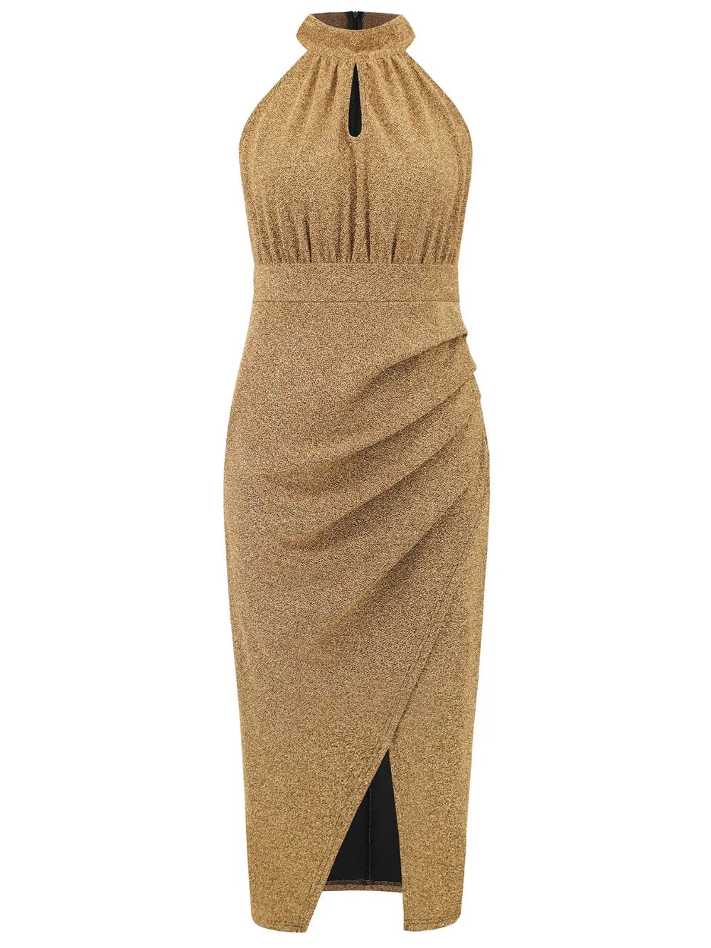 Slit Ruched Mock Neck Sleeveless Dress – Trendsi | ClozArt