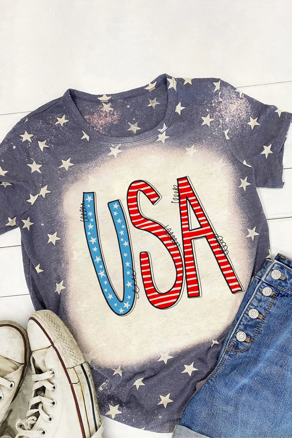 USA Round Neck Short Sleeve T-Shirt – Trendsi | ClozArt
