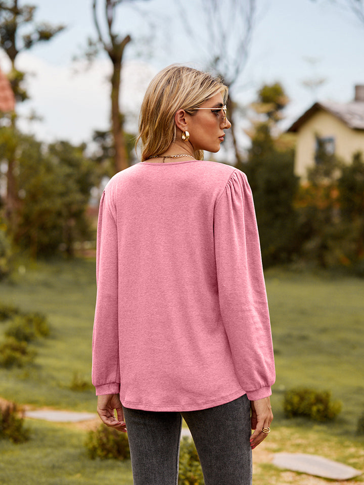 Puff Sleeve Ruffle Trim Blouse – Trendsi | ClozArt