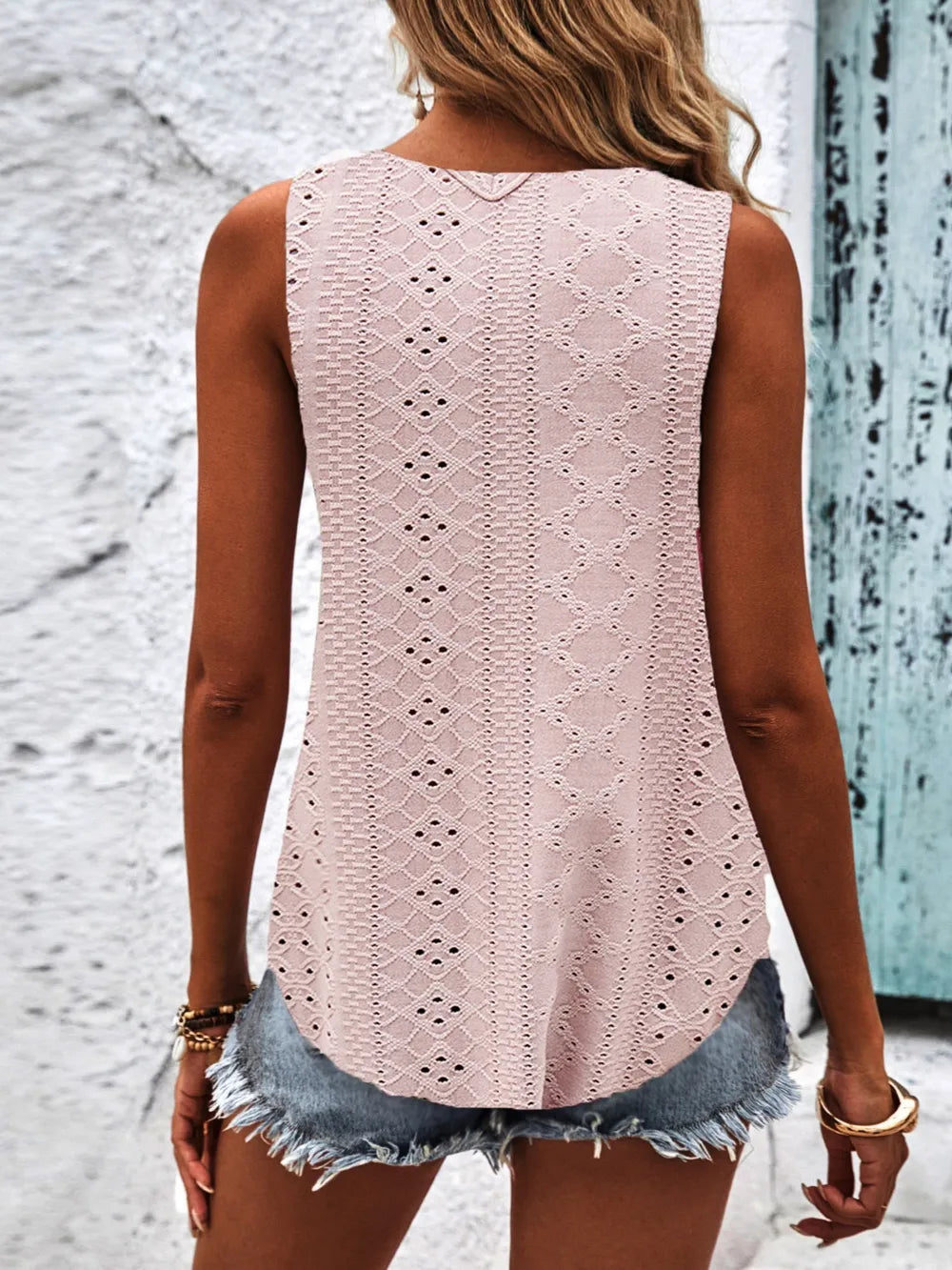 Eyelet Wide Strap Tank – Trendsi | ClozArt