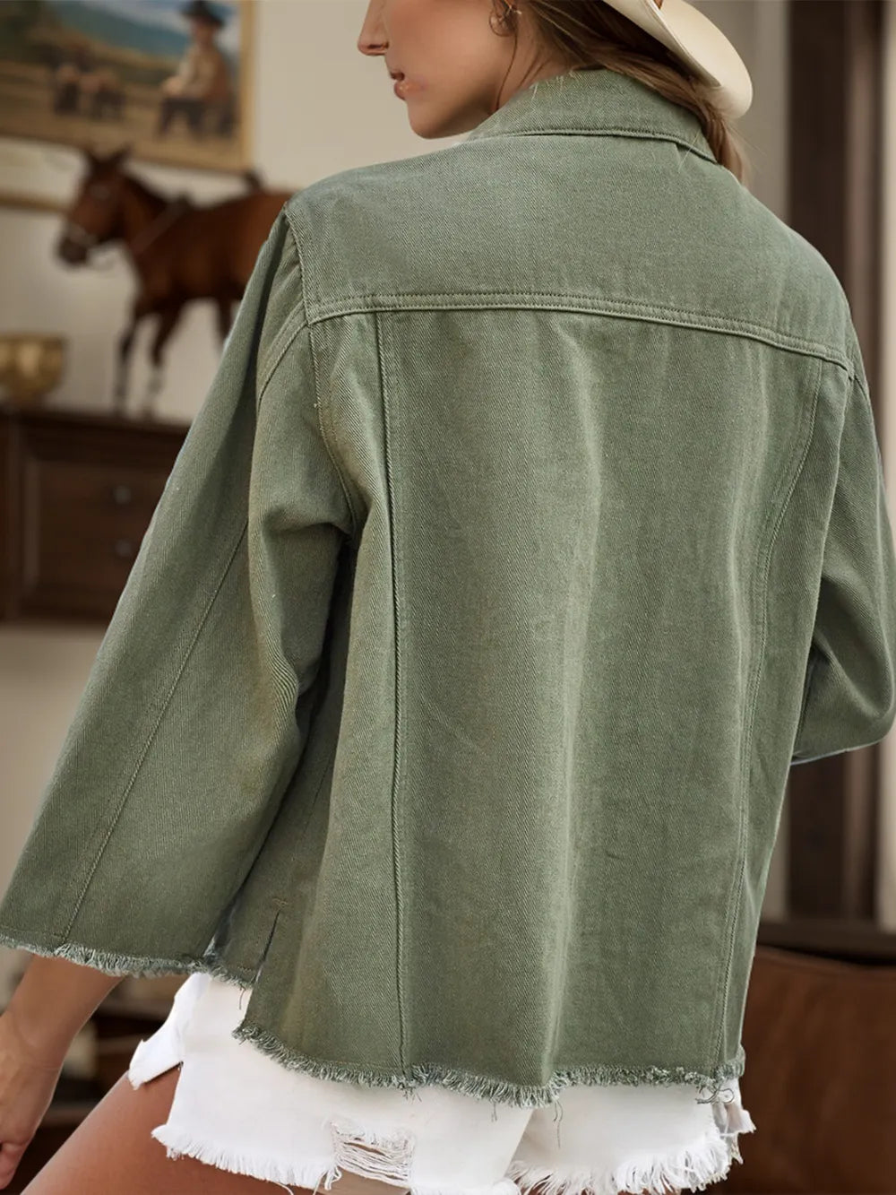 Raw Hem Button Up Denim Jacket – Trendsi | ClozArt