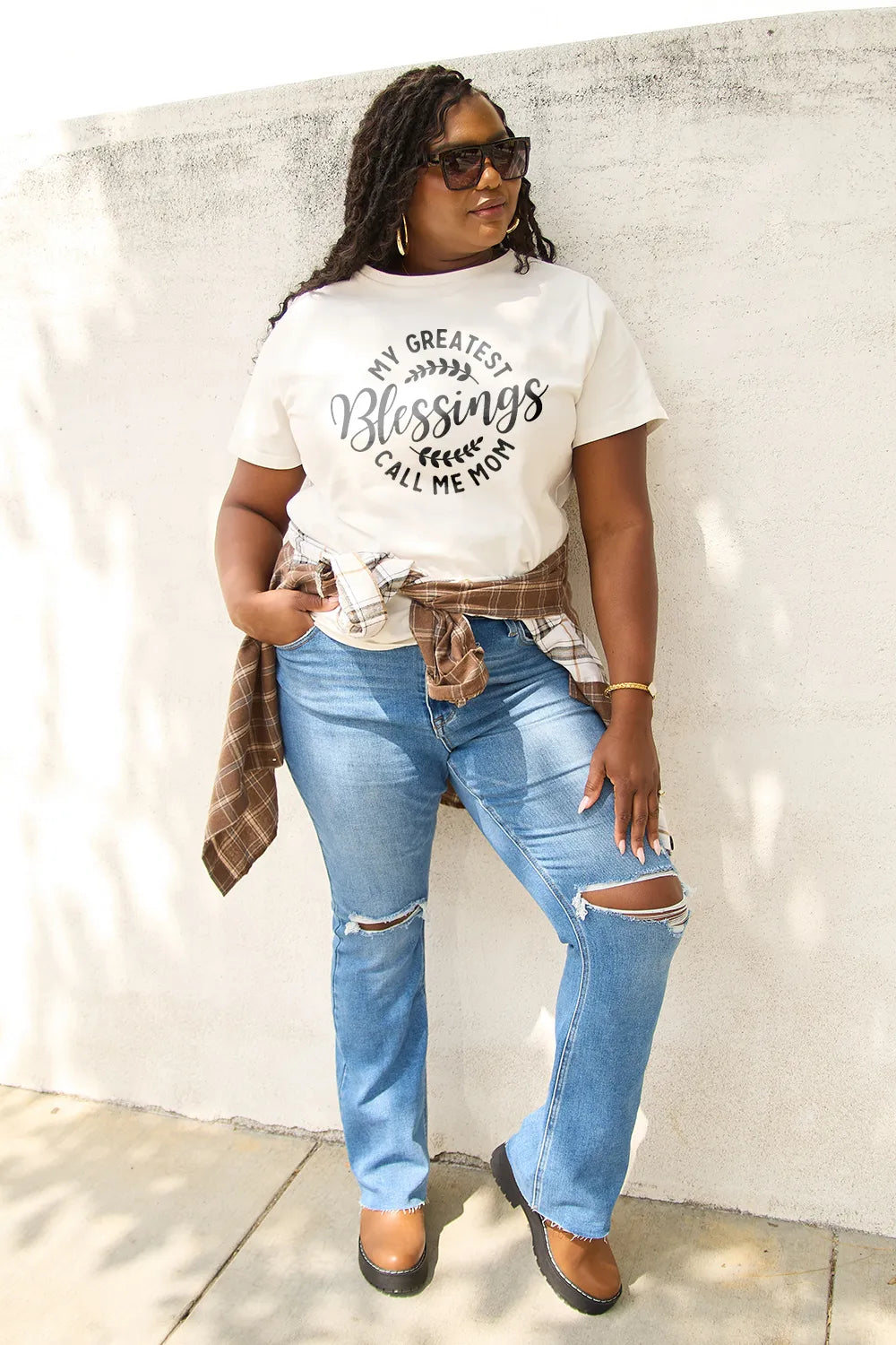 Simply Love Full Size MY GREATEST BLESSINGS CALL ME MOM Short Sleeve T-Shirt – Trendsi | ClozArt