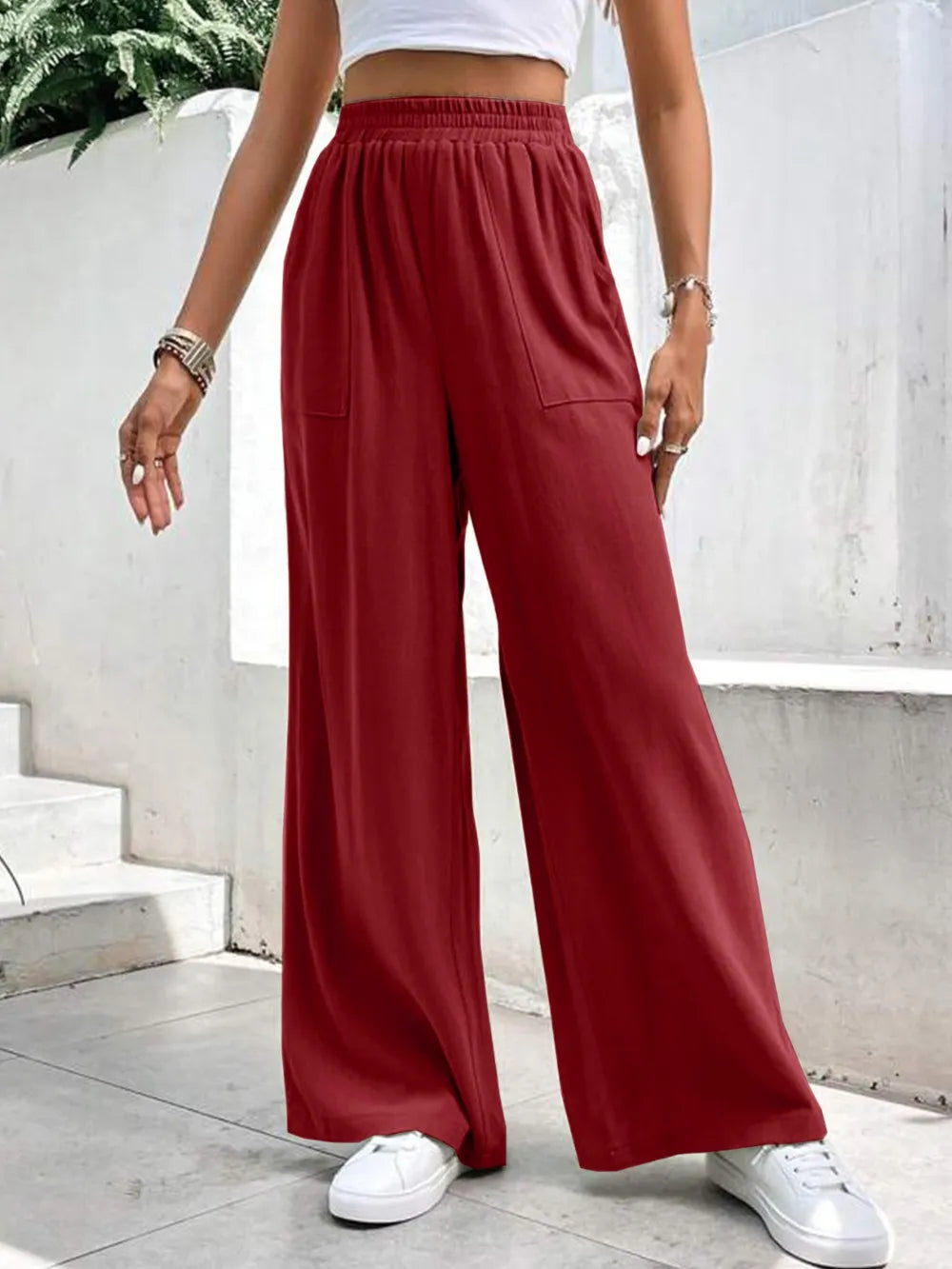 High Waist Wide Leg Pants with Pockets – Trendsi | ClozArt