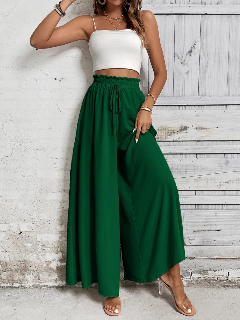 Honey Tied High Waist Wide Leg Pants – Trendsi | ClozArt