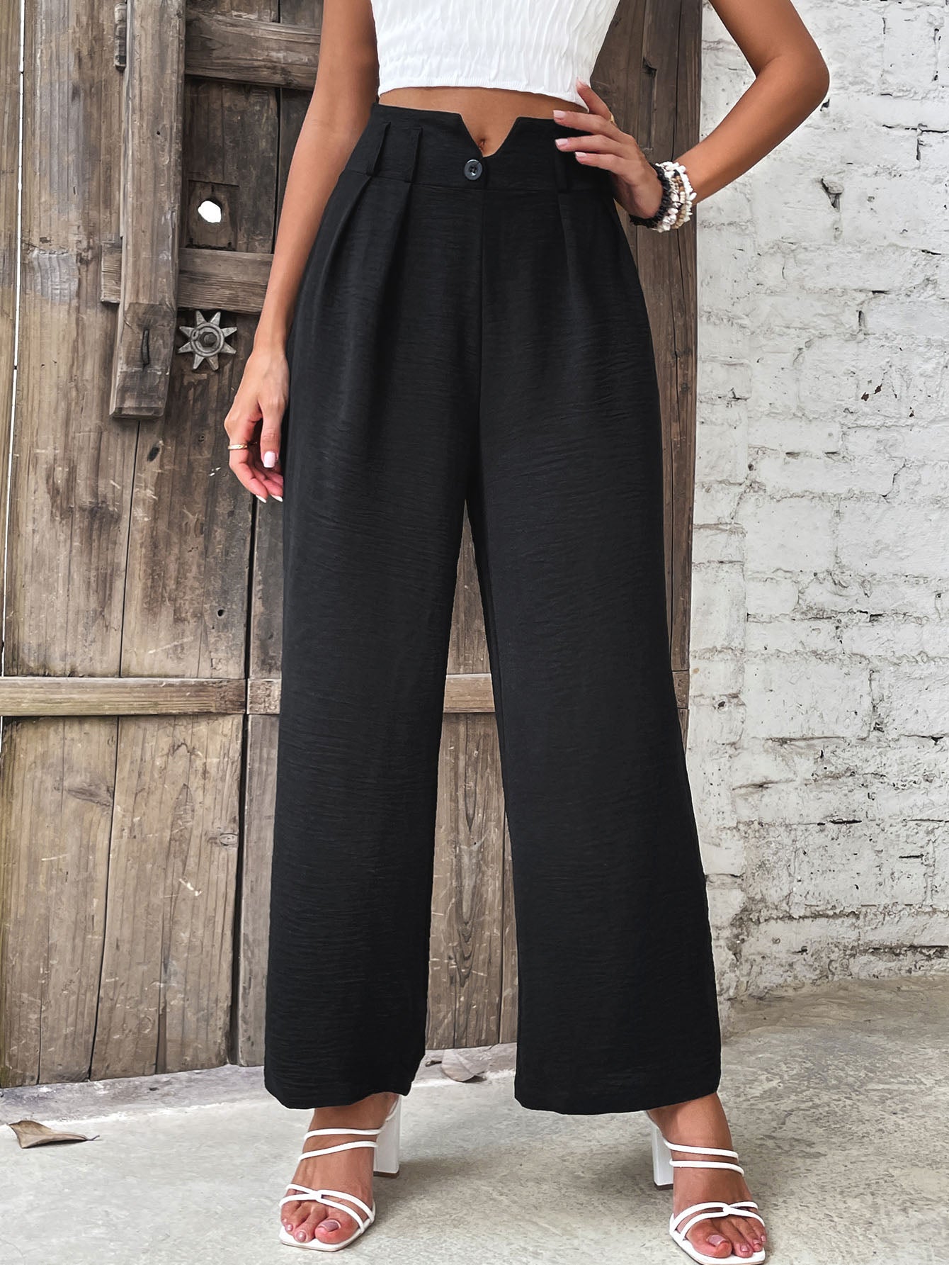 Perfee Ruched High Waist Straight Leg Pants – Trendsi | ClozArt